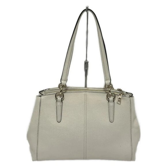 Auth COACH Luxury Crossgrain Leather Small Christy Carryall F57520 Cream Leather - Picture 3 of 9